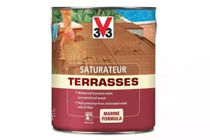 V33 Terrace Oil Colourless 2.5 L — Transparent Wood Protector for Outdoor Decks