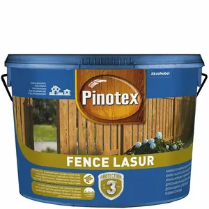 Koka aizsarglīdzeklis PINOTEX FENCE REDWOOD 10L — žogiem un āra koksnei, ūdens bāzes tonējošs lakas veids