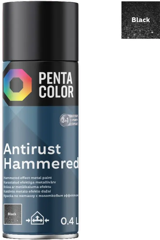 Aerosols PENTACOLOR PENTA Antirust Hamm melns 400 ml Photo 2