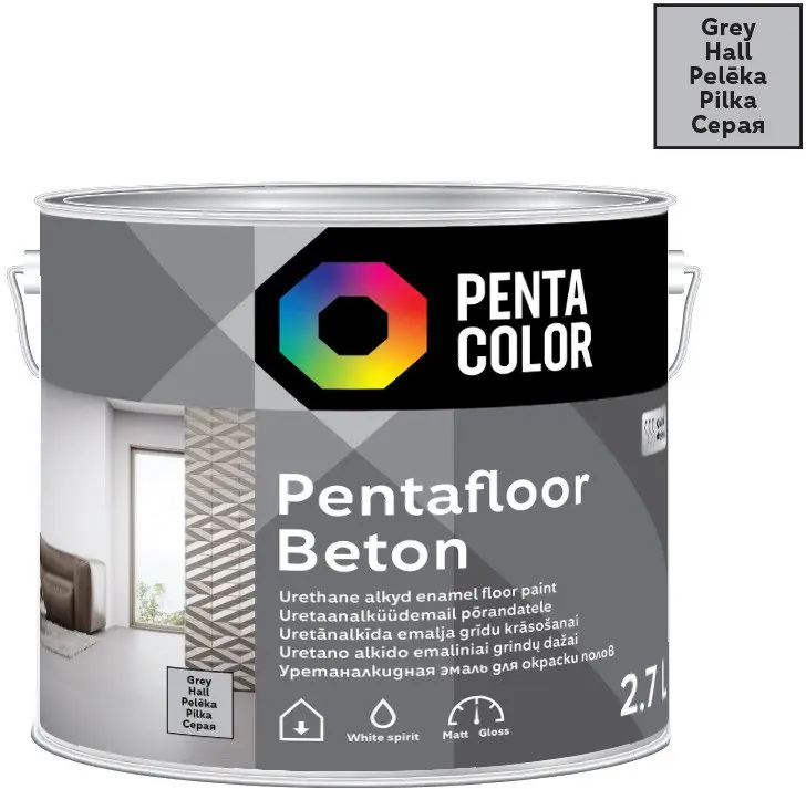 PENTACOLOR Pentafloor Beton Grey 2.7 l grīdas krāsa Photo 2
