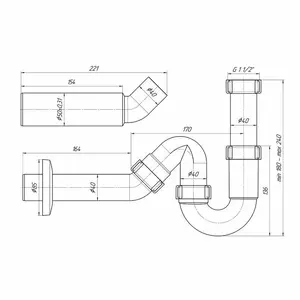 ANI PLAST DY0136EU Sink Siphon 1 1/2 inch x 40 mm