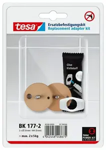 Replacement adapter kit Tesa BK177-2 for Power.Kit self-adhesive mounting parts, metal plate Ø34mm, height 12mm, pin length 9mm