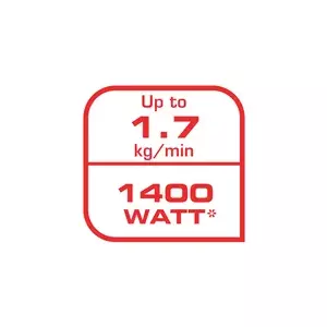 Up to 1.7 kg per minute