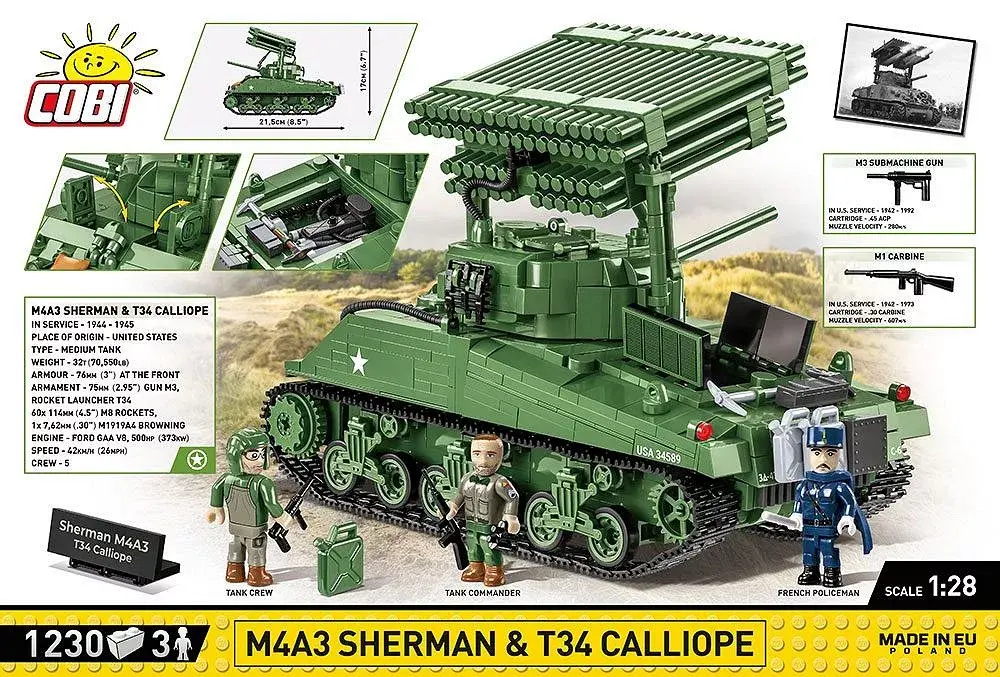 Būvniecības komplekts COBI M4A3 Sherman & T34 Calliope Photo 3