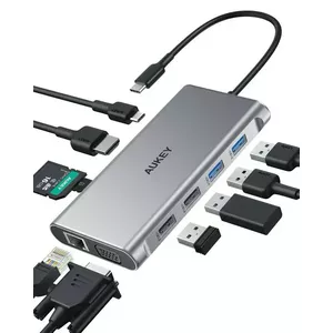 USB-C хаб Aukey CB-C89 10-в-1 с RJ45 1000Mbps, HDMI 4K и набором портов