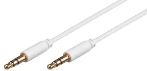 MicroConnect AUDLL05W Audio Cable 3.5mm Male to 3.5mm Male Gold-Plated Contacts 0.5 m White