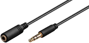 Аудиокабель Microconnect AUDLG05G 3.5мм штекер - 3.5мм гнездо позолоченные контакты черный