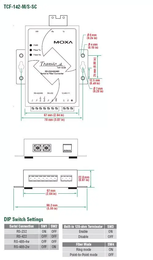 Moxa TCF-142-M-SC Serial Fiber Converter Photo 2