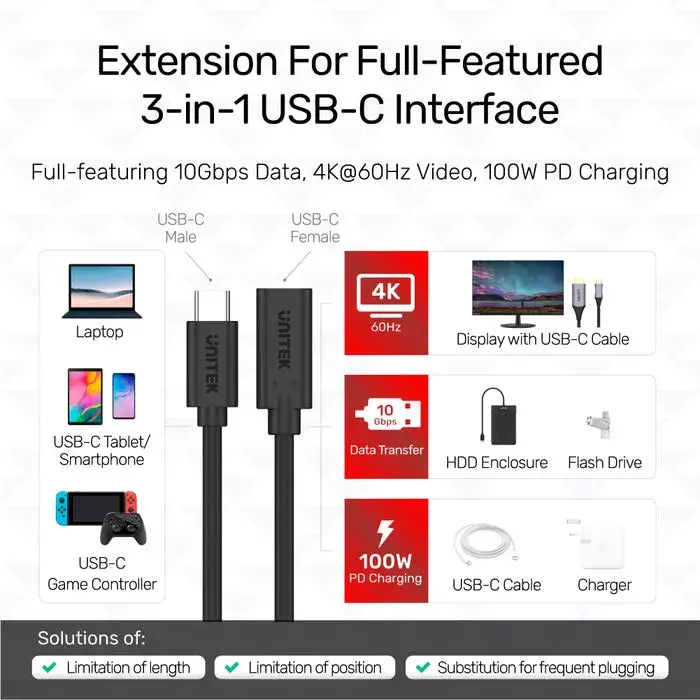 USB-C kabelis Unitek C14086BK-1.5M — USB 3.2 Gen 2 Photo 4