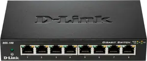 D-Link DGS-108 Neanvelic L2 Gigabit Ethernet Tīkla Slēdzis ar 8 RJ-45 Portiem Galda Melns