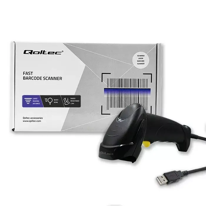 Svītrkodu lasītājs QOLTEC 1D Laser 50876 USB Photo 3