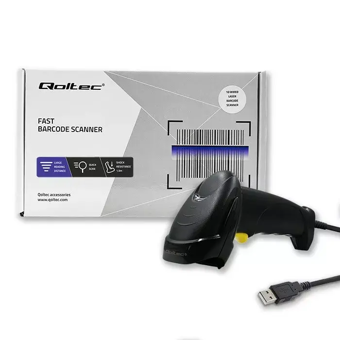 Svītrkodu lasītājs QOLTEC 1D Laser 50876 USB Photo 4