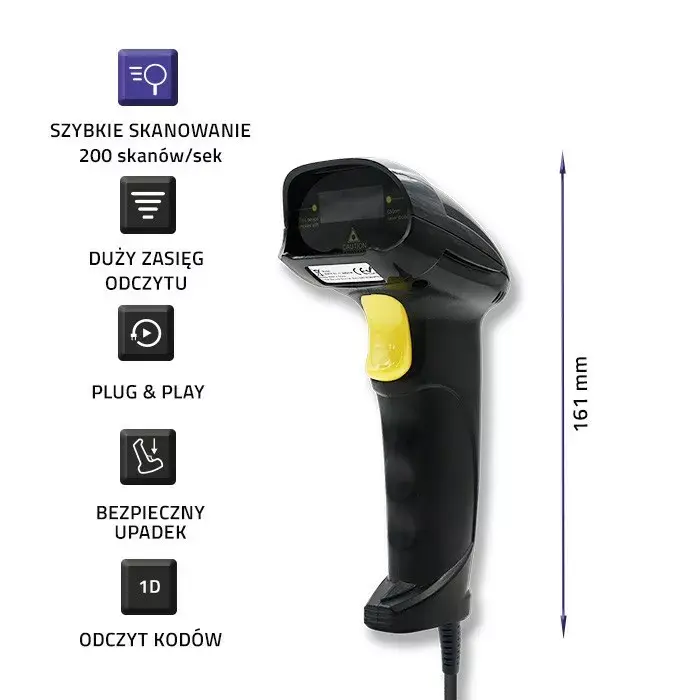 Svītrkodu lasītājs QOLTEC 1D Laser 50876 USB Photo 6