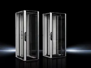 Шкаф-стойка Rittal 5308.123 42U напольный, замок с ключом, грузоподъёмность 1500 кг, чёрно‑серый