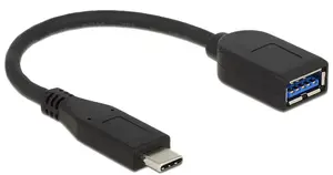 USB cable DIGITUS 0.1 m USB 3.1 Gen 2 Type-C to Type-A, nickel/gold contacts, black