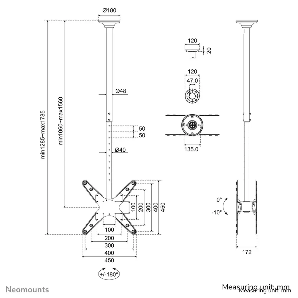 Ceiling Mount Neomounts FPMA-C340DBLACK Photo 14