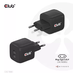 Travel Charger CLUB3D PPS 45W GAN Dual USB Type-C PD 3.0