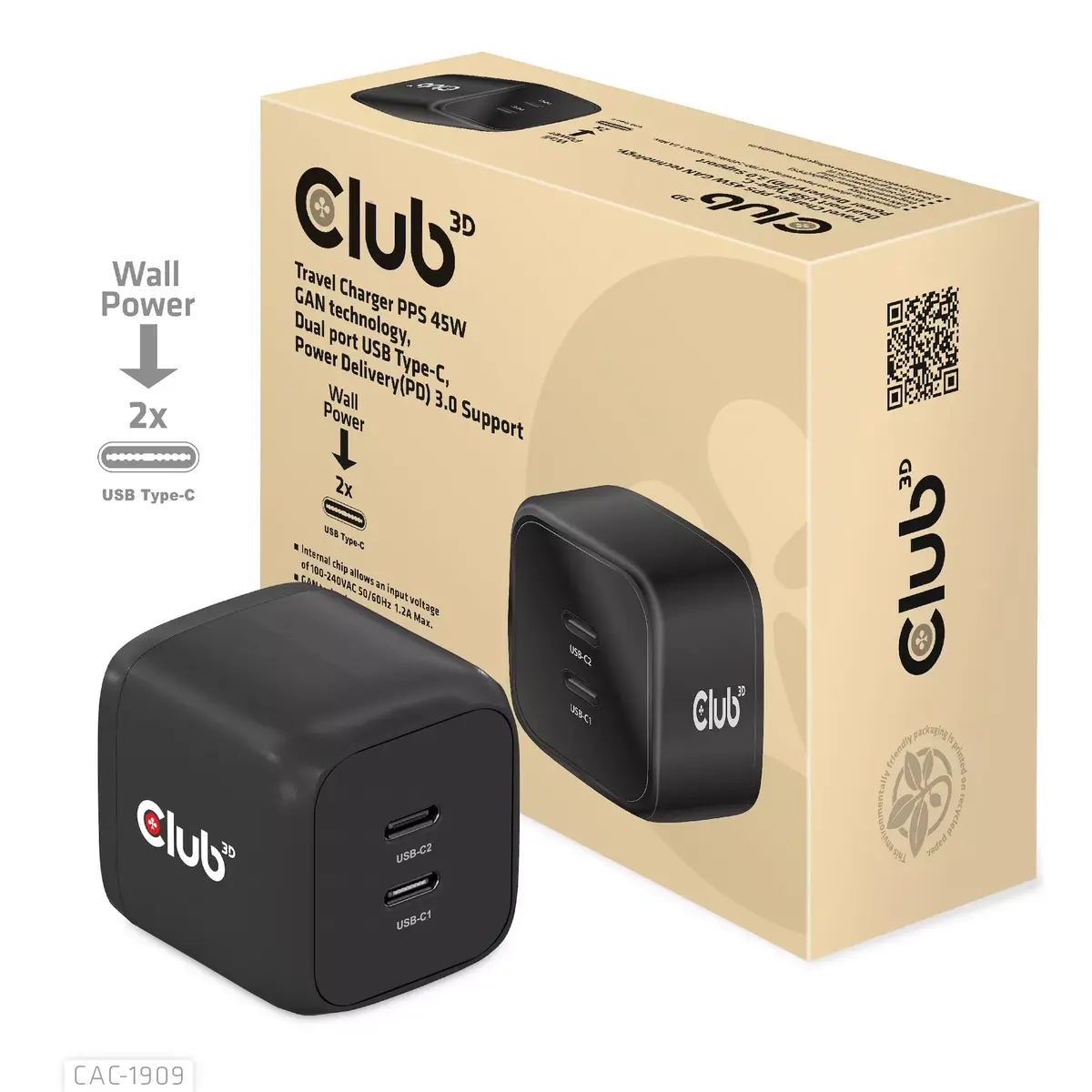 Ceļojumu lādētājs CLUB3D PPS 45W GAN Photo 2