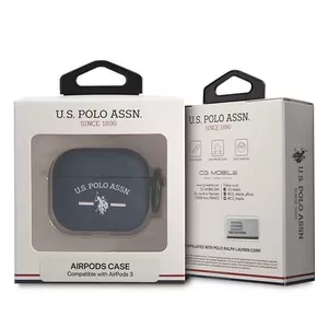 Aizsargvāciņš AirPods 3 U.S. Polo ASSN, modelis USACA3SFGV, tumši zils tekstila pārklājums