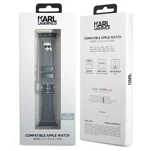 Karl Lagerfeld KLAWMOKHG Saffiano Silver ремешок для Apple Watch Photo 2