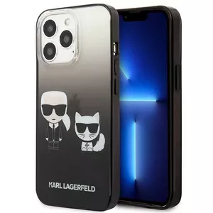 Phone hardcase Karl Lagerfeld KLHCP13LTGKCK for iPhone 13 Pro — black gradient Ikonik Karl & Choupette