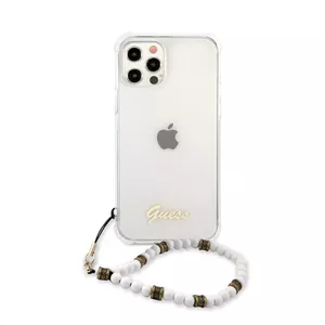 Hardcase GUESS for iPhone 12 / 12 Pro 6.1" — model GUHCP12MKPSWH, Transparent White Pearl