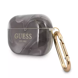 AirPods Pro vāciņš GUESS GUAPUNMK — Marble Collection, melns (czarny) aizsargvāciņš priekš lādēšanas futlāļa