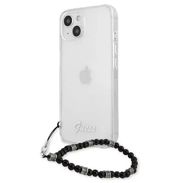 Case GUESS for Apple iPhone 13 — transparent PC, script & pearls Photo 2
