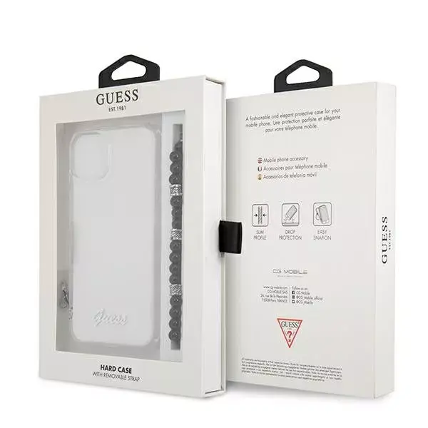 Case GUESS for Apple iPhone 13 — transparent PC, script & pearls Photo 8