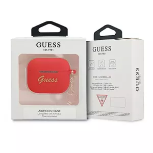 Silikona aizsargapvalks AirPods 3 no GUESS GUA3LSCHSR — sarkans ar sirds piekariņu