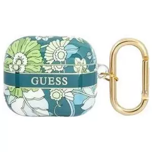 Aizsargvāciņš AirPods 3 GUESS GUA3HHFLN zaļā krāsā ar ziedu rakstu
