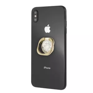 Phone ring stand GUESS GURSEQGWH gold & white — compact adhesive phone grip, 0.026 kg