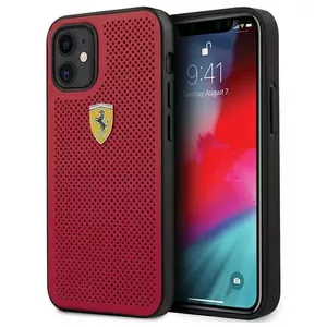 Ferrari FESPEHCP12SRE iPhone 12 mini 5,4", sarkans cietais futrālis On Track Perforēts