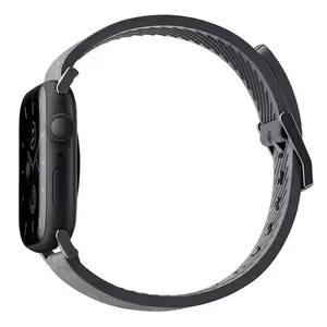 Кожаный гибридный ремешок Uniq Straden для Apple Watch (42/44/45/49 мм) серый — совместим с Series 1–8, SE/SE2/SE3, Ultra 1–3
