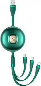 Cable usams U69 SJ508USB03 3-in-1 1 m green — Lightning, microUSB, USB-C