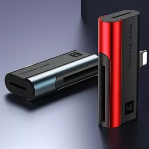 USAMS SJ430 Lightning Card Reader for SD and microSD Cards Red
