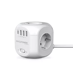 Удлинитель RealPower PowerBox 431 1.8 м 4 розетки белый