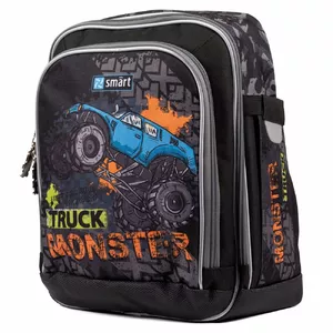 Mugursoma Smart H-55 Monster Truck melna – bērnu skolas mugursoma, modelis H-55