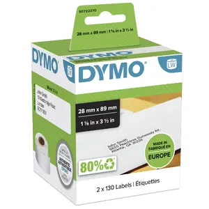 DYMO Оригинальные адресные этикетки LabelWriter 28 мм x 89 мм самоклеящиеся бумажные в рулоне для принтеров этикеток 2 штуки в упаковке