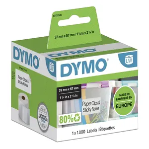 Универсальные этикетки DYMO LabelWriter 57 x 32 мм самоклеящиеся бумажные в рулоне 1000 шт белые