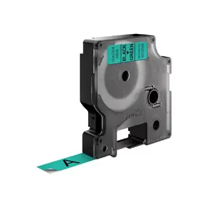 Etiķešu lente DYMO D1 Standarta Melna uz zaļas 12mm