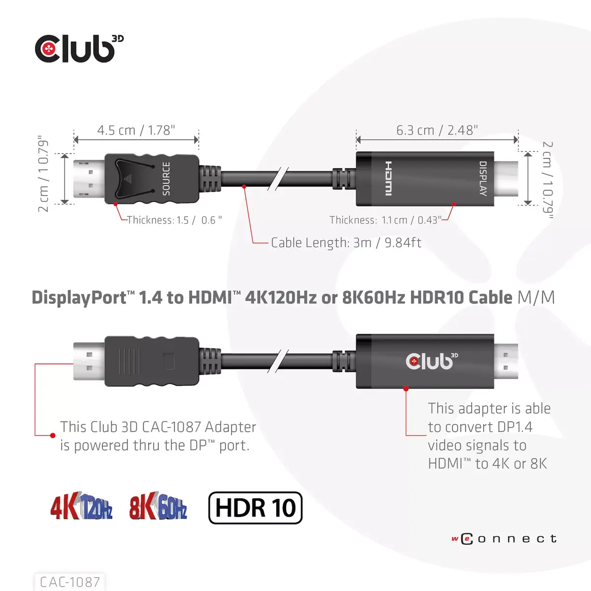 Кабель DisplayPort на HDMI CLUB3D CAC-1087 Photo 4