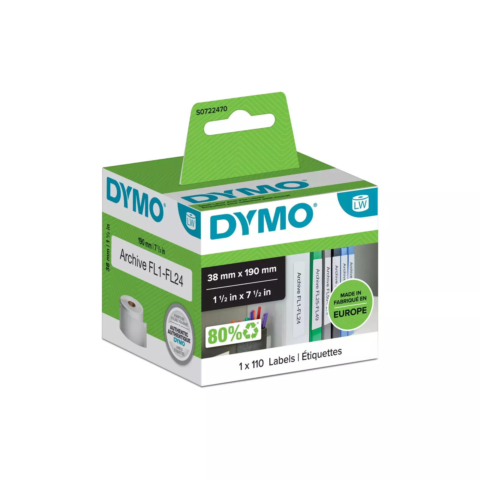 DYMO Small Lever Arch File S0722470, Stickers