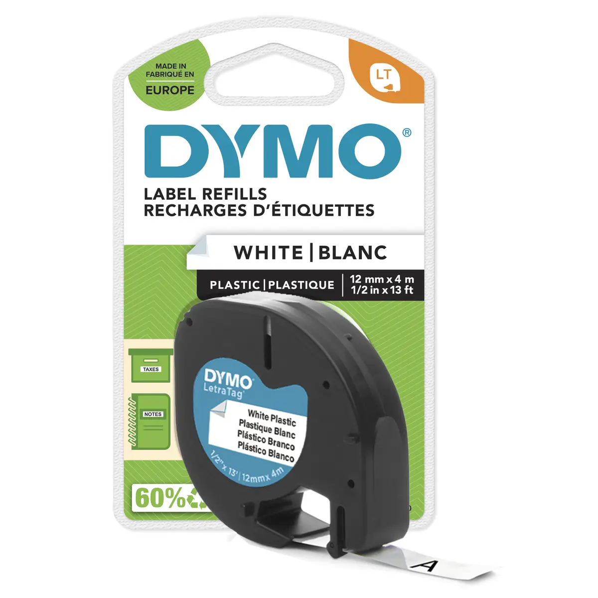 DYMO LetraTag plastmasas etiķešu lente 12