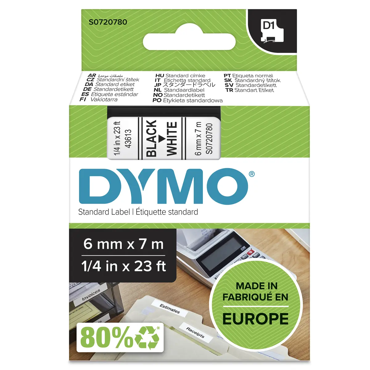 DYMO D1 pašlīmējošā uzlīmju lente melns