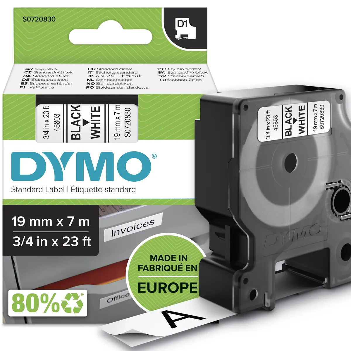 DYMO D1 pašlīmējošā uzlīmju lente melna
