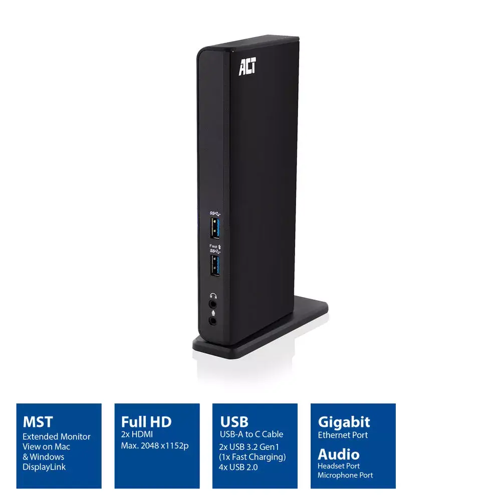 ACT USB-C dokstacija 2 HDMI monitoriem Photo 2