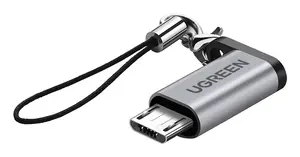 Ugreen 50590 cable gender changer with male Micro USB and female USB C connectors in grey