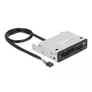 DeLOCK 91708 Card Reader USB 2.0 Internal Black Grey CF SD MicroSD