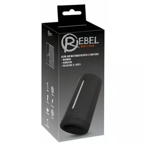 Masturbator Rebel Silicone Black with warming, vibrations, suction & pulsation — 14.2 cm, insertion 10.4 cm, Ø 4 cm